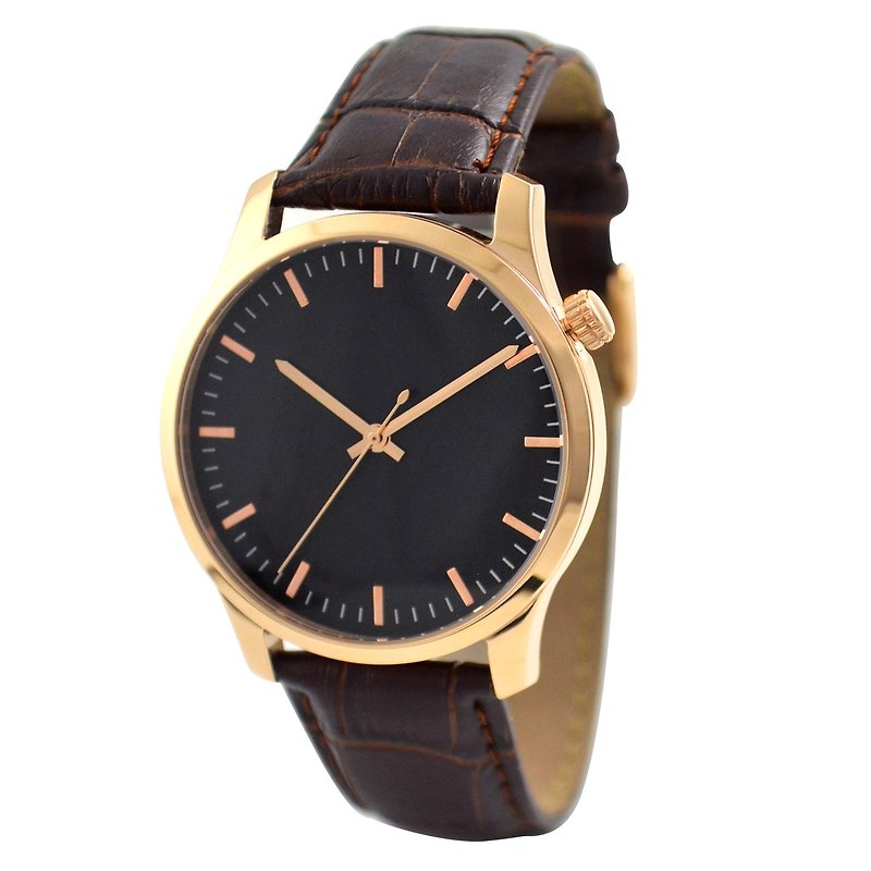 Minimalist Watch Big Size Rose Gold Black Face - Free shipping - Women's Watches - Other Metals Gold