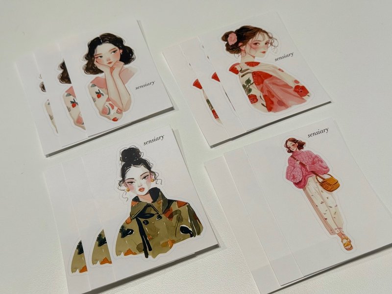 sensiary Asian attractive female stickers 12sheets - 卡片/明信片 - 紙 