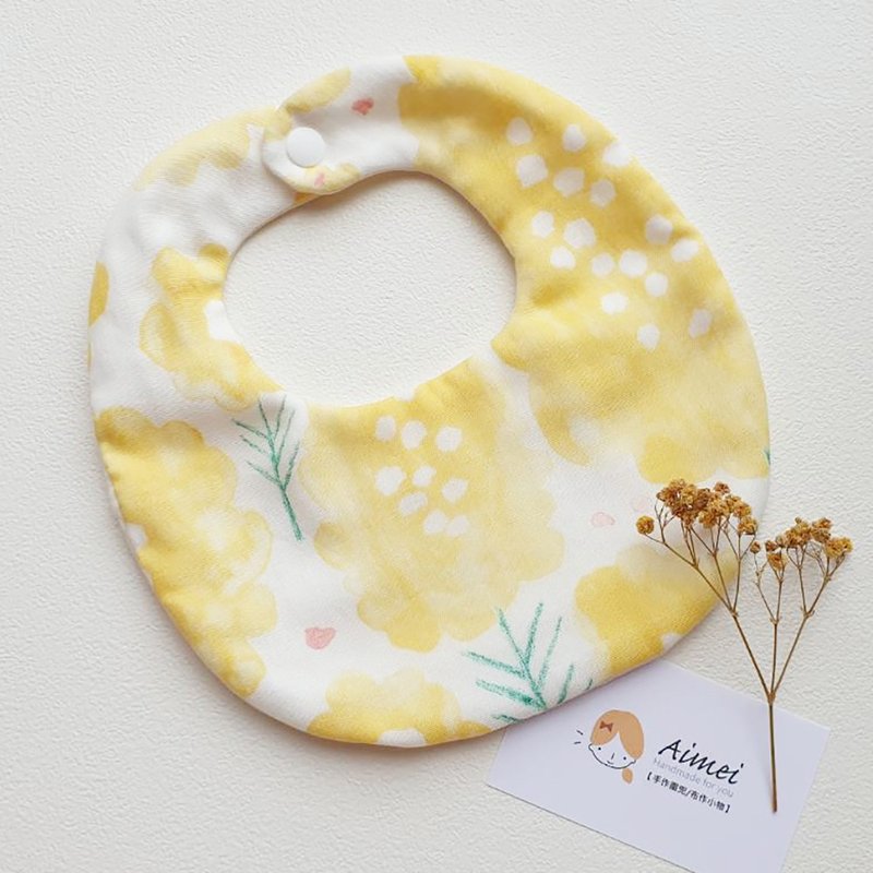 Erzhong yarn vitality pocket/bib/saliva napkin/BABY saliva pocket (yellow flowers-watercolor brushstrokes) 8 layers in total - Bibs - Cotton & Hemp Yellow