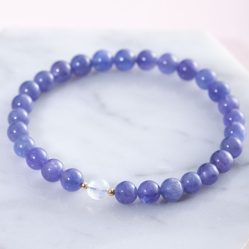 坦桑石月亮石手鏈 | 丹泉石月光石14KGF手鍊 天然石水晶 - 手鍊/手鐲 - 寶石 多色