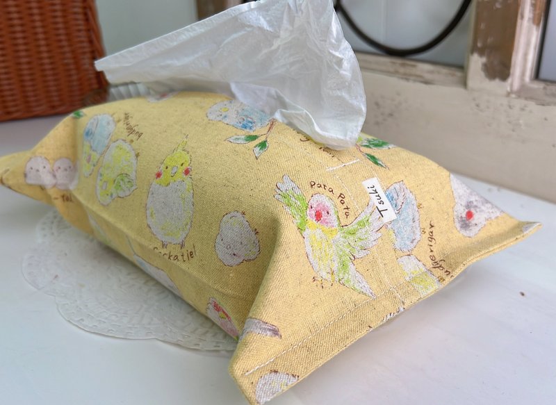 【Moon Handmade】/ Cute Bird Illustrations/ Hanging Tissue Box Cover - Tissue Boxes - Cotton & Hemp 