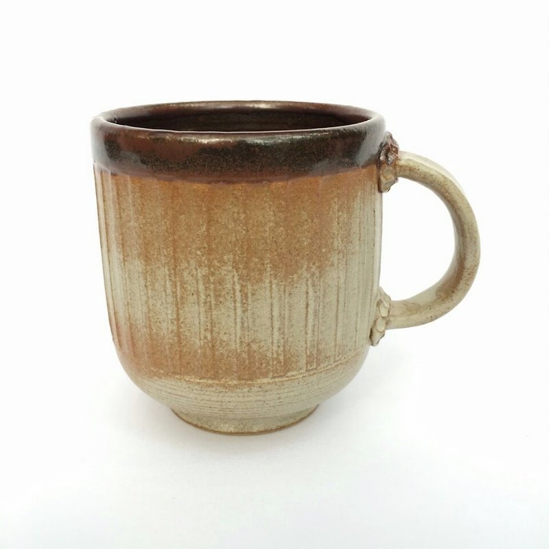 Pottery Handmade Carved Edged Coffee Cup Mug Tea Cup - Mugs - Pottery Red