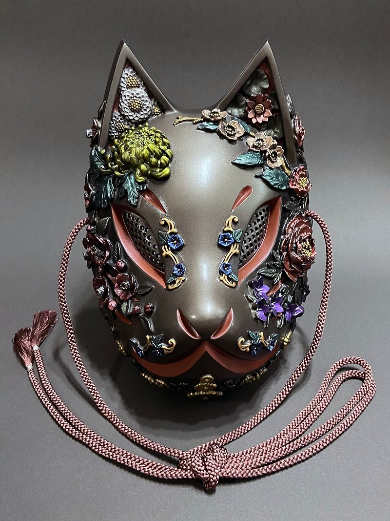 Fox Mask Floral Ver. (Silver) - Face Masks - Plastic Silver