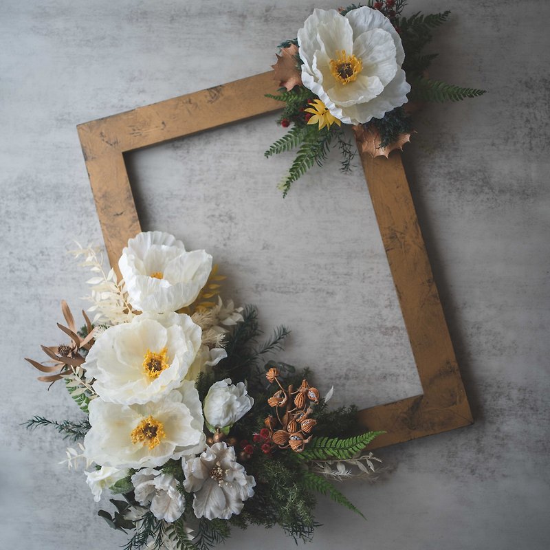 Trickle Flowers│Eternal Flowers│Dried Flowers│Sola Flowers│Nordic Light Luxury Wreath Wall Hanging Wall Decoration - Items for Display - Plants & Flowers White