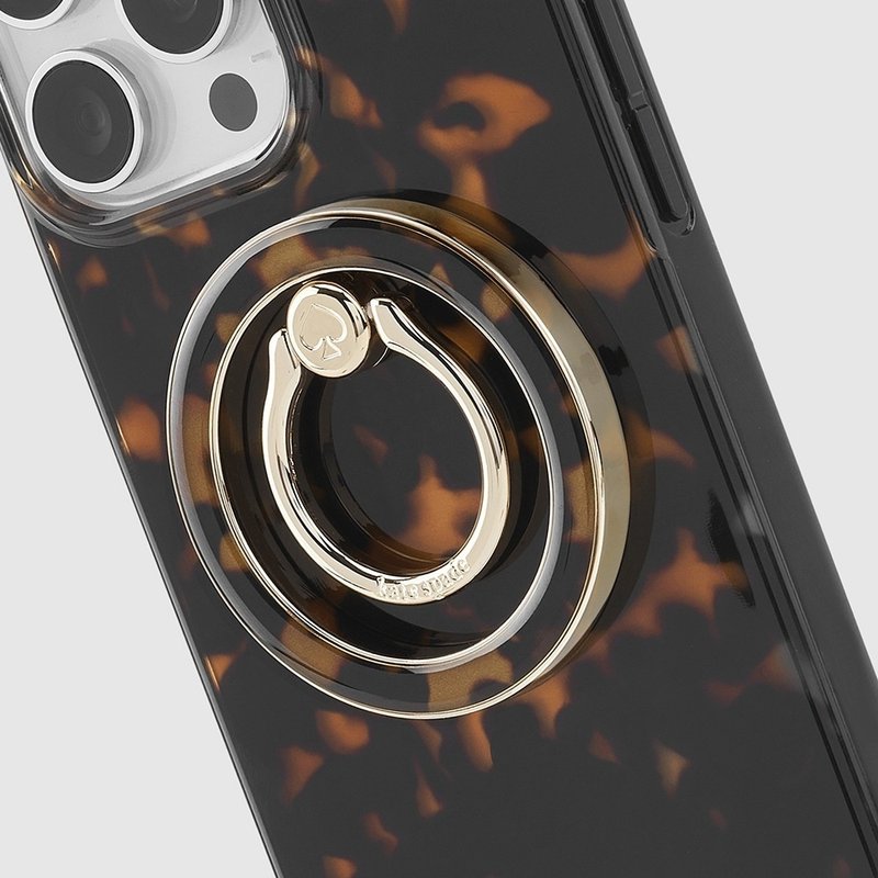 【kate spade】MagSafe 手機立架 華麗玳瑁 - 手機/平板支架 - 其他金屬 銀色