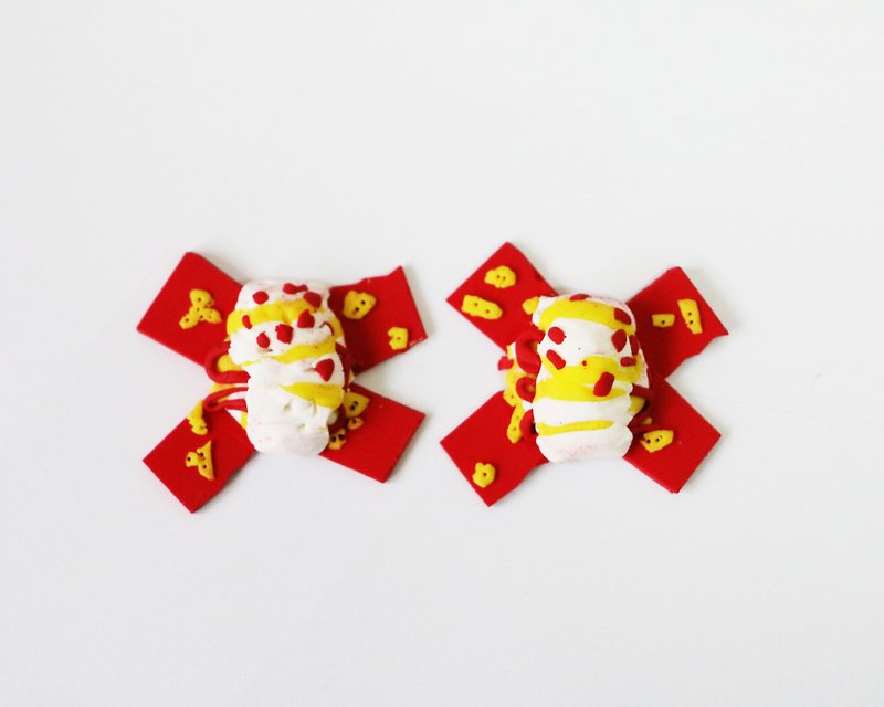 【Egg Butterflies】Earrings-Needle/Clip Type - ต่างหู - ดินเผา สีแดง