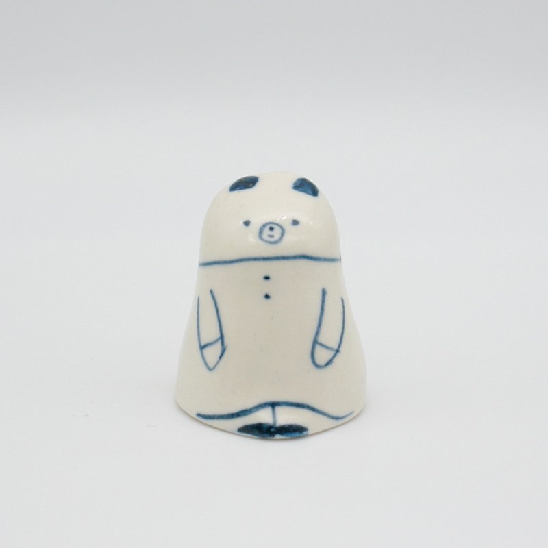 Handmade ceramic doll sitting bear - Items for Display - Porcelain White