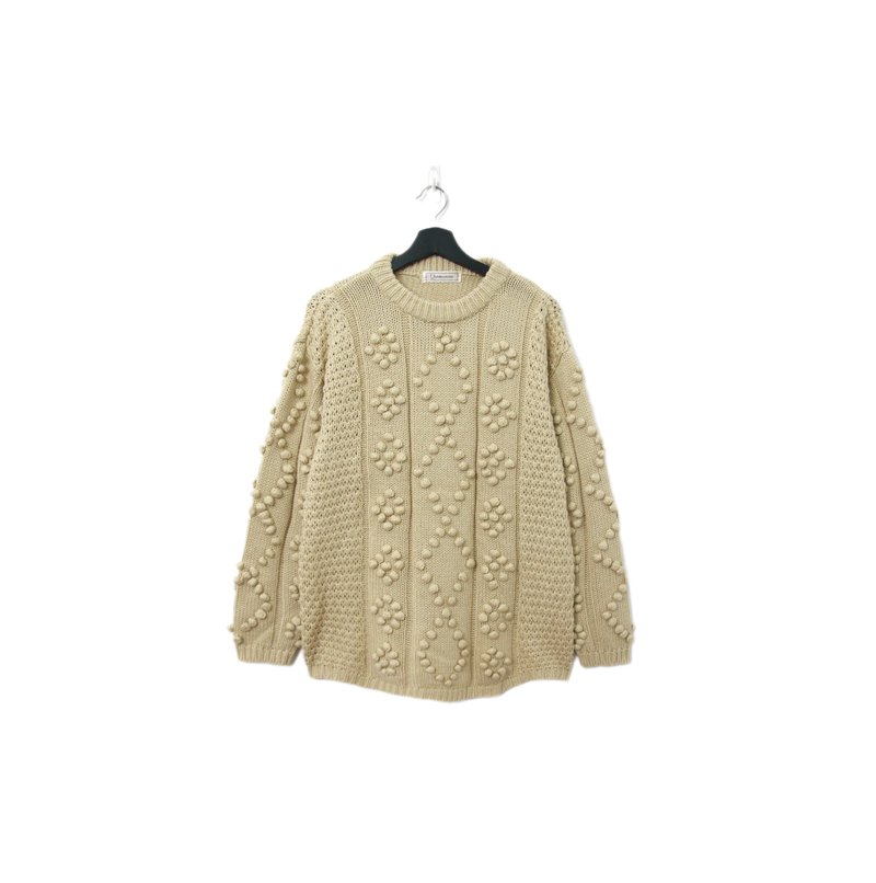 Back to Green-復古毛衣 卡其 半立體球球 ws-13 vintage sweater - 女毛衣/針織衫 - 聚酯纖維 