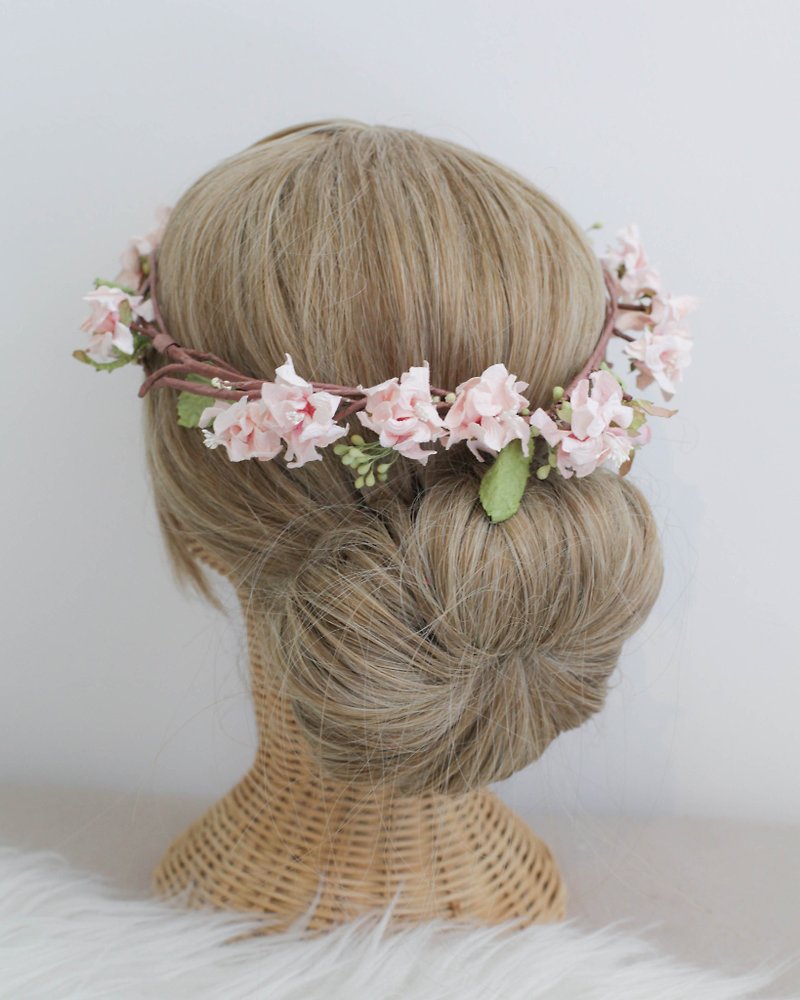 SWEET BLOSSOM Full Floral Crown Handmade Paper Flowers - Hair Accessories - Paper Pink