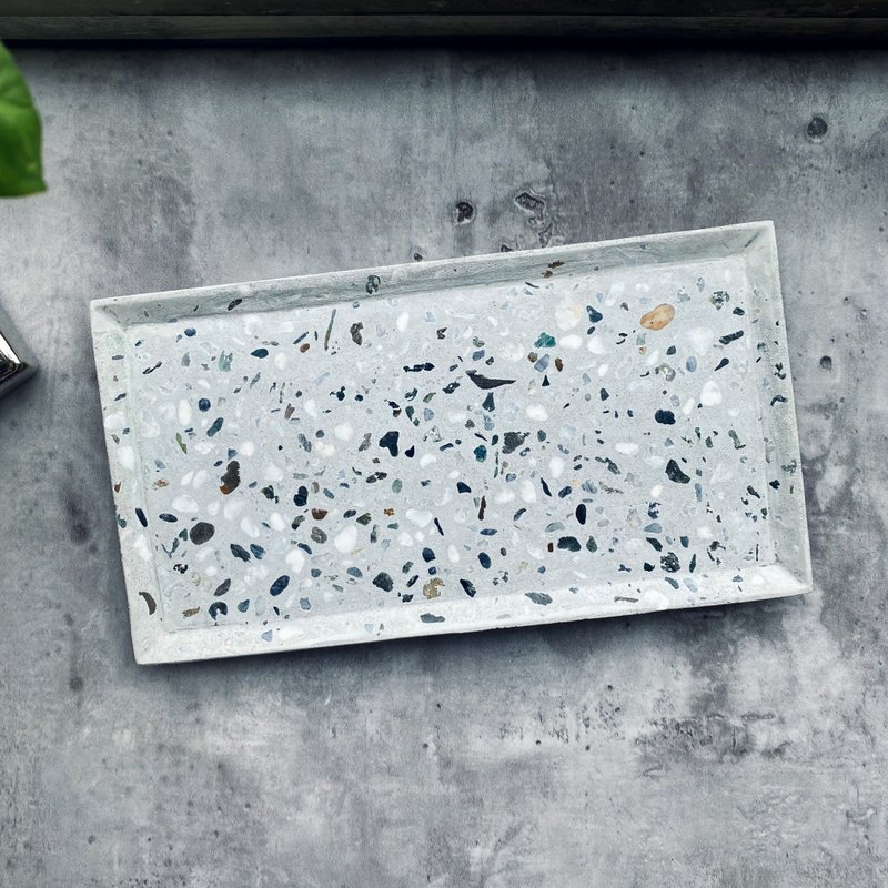 Terrazzo‧Stone Stone Tray/Coaster-Cuboid (Primary Gray) Stone Form - Plates & Trays - Cement Green