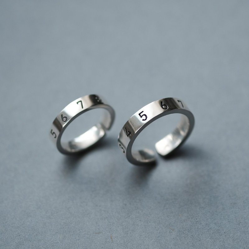 2コset) 数字 ナンバー ペア リング シルバー925 - 對戒 - 其他金屬 銀色
