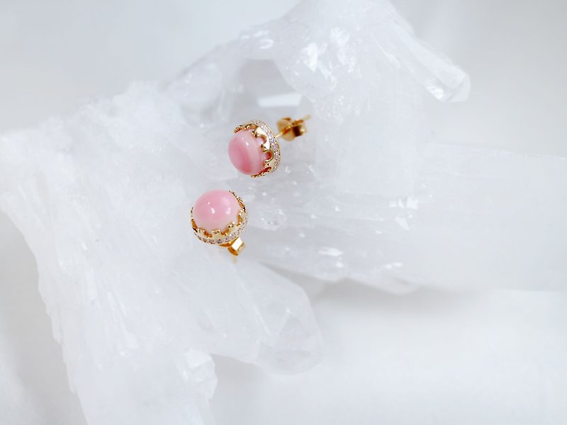 【Queen conch 925silver earring】 - Earrings & Clip-ons - Gemstone Pink