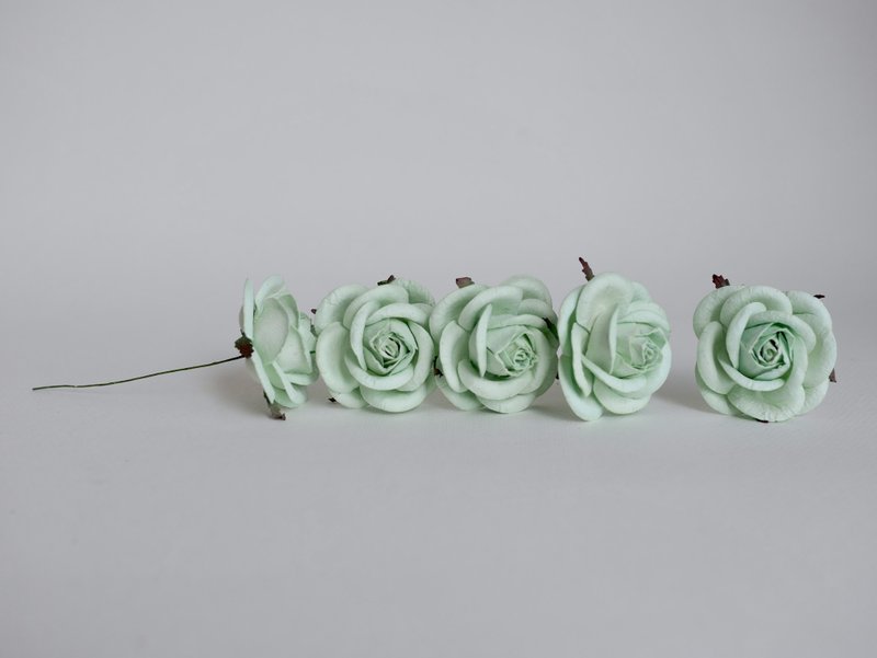 Paper Flower, DIY, 20 pieces centerpieces small rose size 4.5 cm. mint color. - 其他 - 紙 綠色