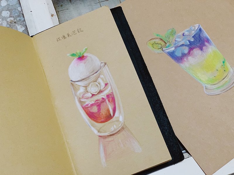 [グループで1人]夢のような色鉛筆/飲み物の層を描く-ジョイス先生 - イラスト/絵画/カリグラフィー - 紙 