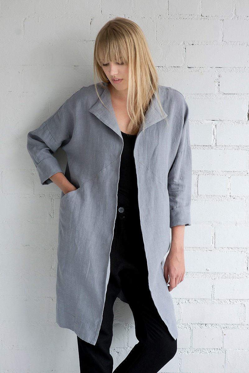 Linen Jacket Motumo – 17SV2 / Handmade linen jacket - 外套/大衣 - 亞麻 