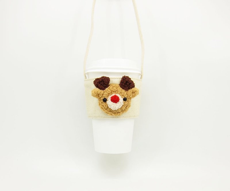 赤鼻のエルク/環境に優しいカップバッグ/ドリンクバッグ/カップホルダー/クリスマス - ドリンクホルダー - ポリエステル ブラウン