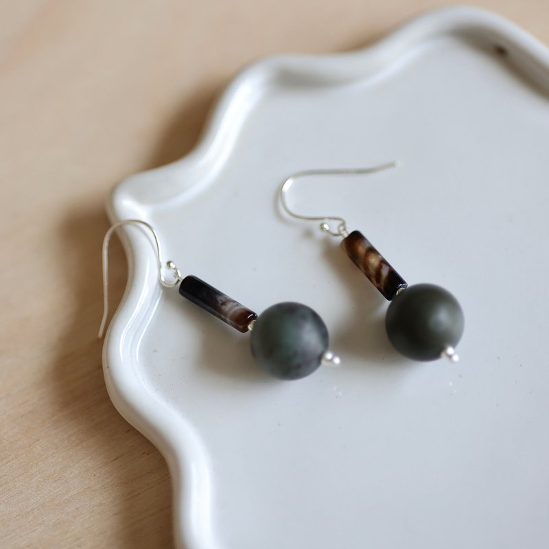 藻礁ピクチャーストーン純銀ピアス (イヤリングへの変更可) - ピアス・イヤリング - 半貴石 多色