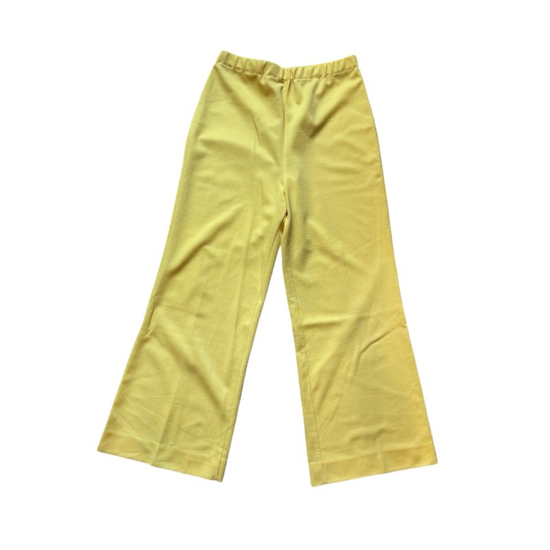 70-80s 美國古著嬉皮黃色鐘型褲 - 男長褲/休閒褲 - 聚酯纖維 黃色