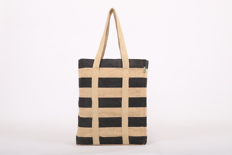 Easy Strip Tote Shoulder KK JuteBag - Handbags & Totes - Cotton & Hemp Khaki