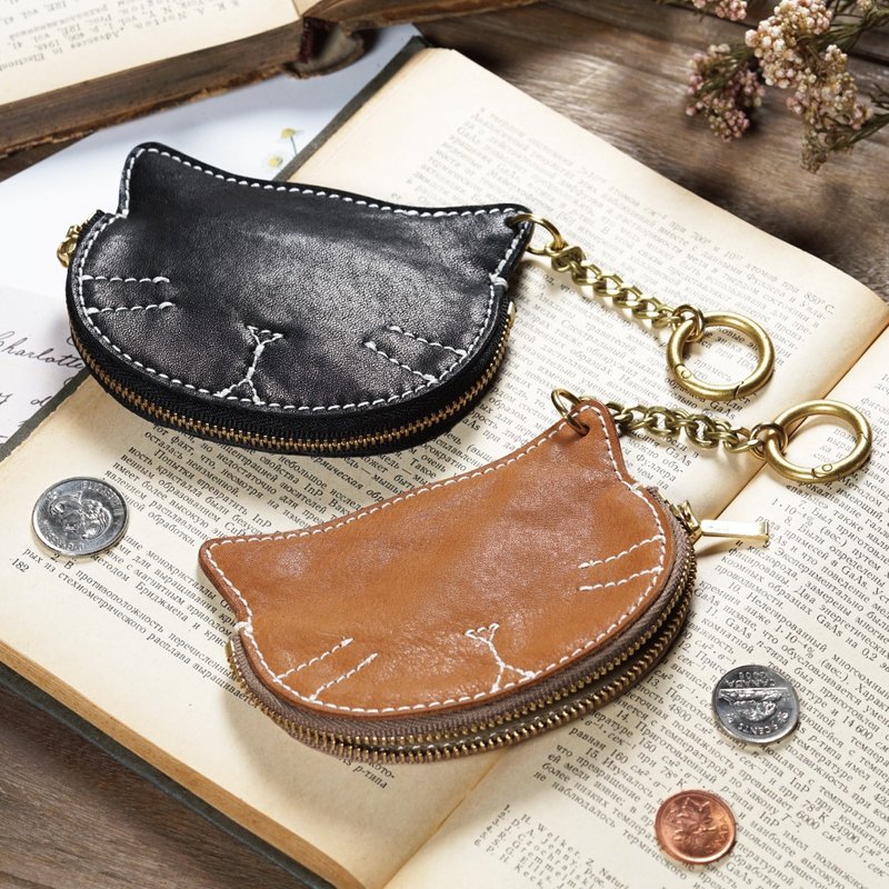 【Pawfect Steps】貓步輕巧 皮革零錢鑰匙包 - 零錢包/小錢包 - 真皮 