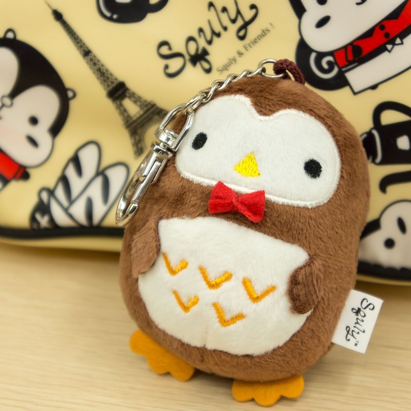 Owl Owlsss Owlly Soft Plush Keychain F002SQT - ที่ห้อยกุญแจ - เส้นใยสังเคราะห์ สีนำ้ตาล