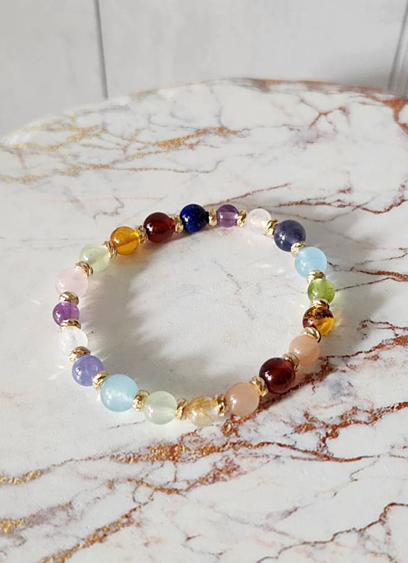 Dolphin Bracelet-Seven Chakra Crystal Bracelet- Stone- Stone-Amber-Titanium- Stone - Bracelets - Crystal Multicolor