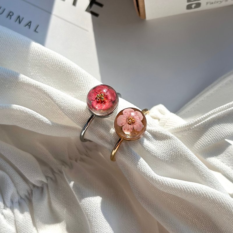 Handmade various flower ring. Free size adjustable ring. - Bracelets - Precious Metals Pink