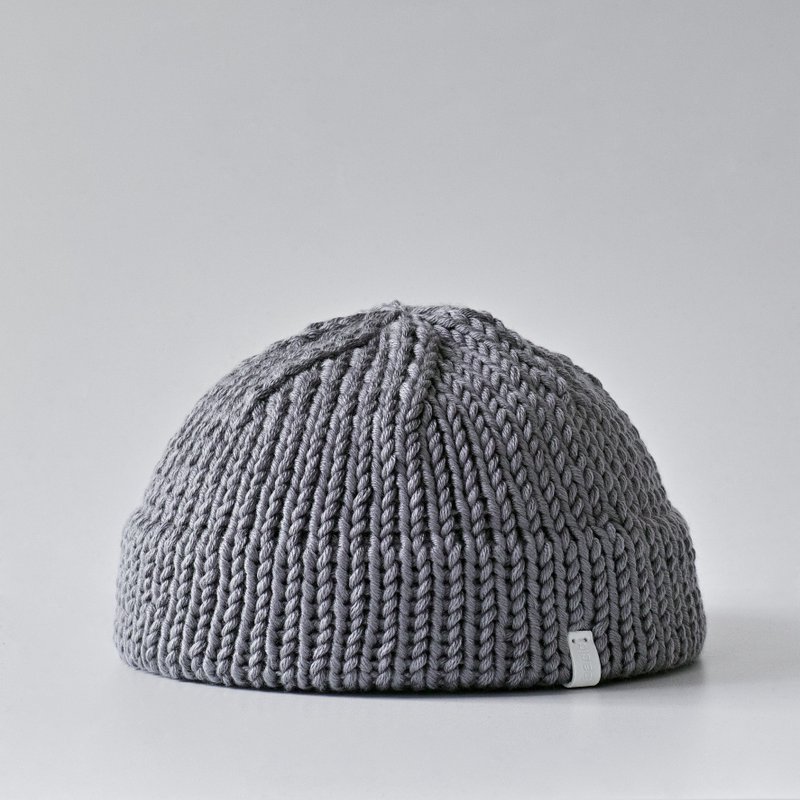 K004 Hand-knitted ultra-short dome wool sailor hat - light gray - Hats & Caps - Cotton & Hemp Gray