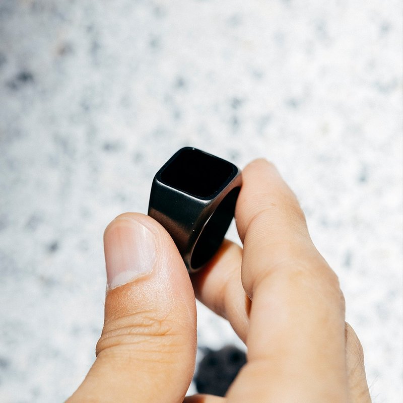 【NOUVELLE】Faceted Black Onyx Ring-Black - แหวนทั่วไป - คริสตัล 