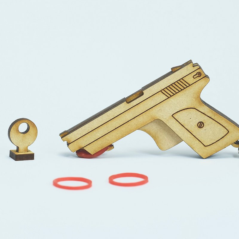 Wooden rubber band gun - Keychains - Wood Brown