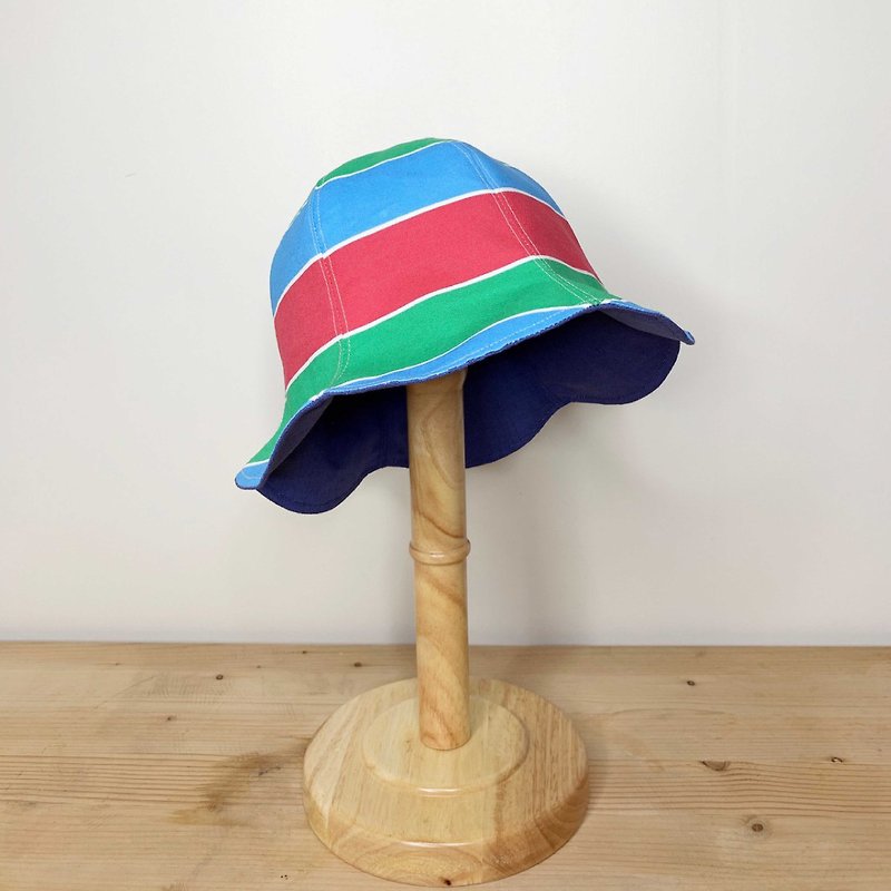 子供の漁師の帽子-古代のナスの花（両面に着用可能） - 帽子 - コットン・麻 多色