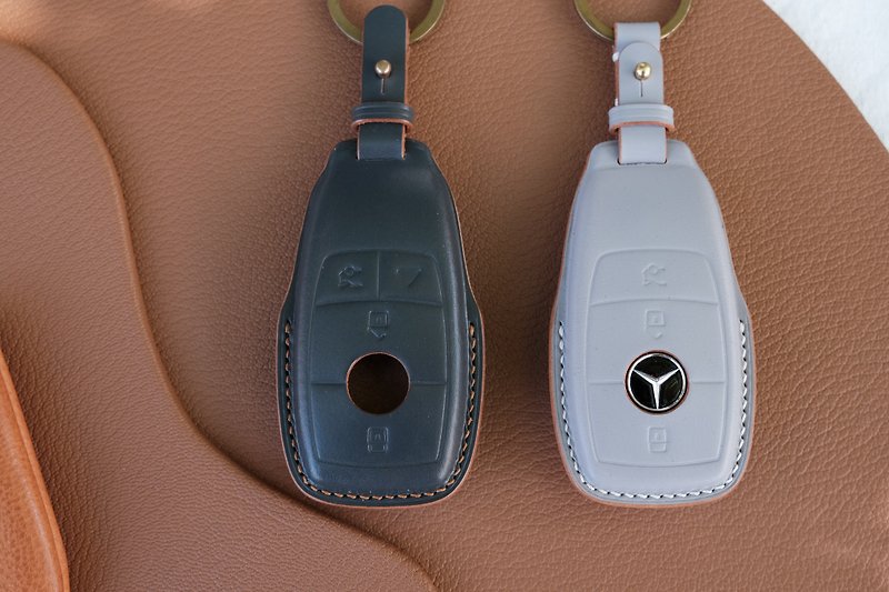 [Yuji] Mercedes-Benz A250 C300 E300 S400 CLA CLS Car Key Leather Case Majiang Leather - ที่ห้อยกุญแจ - หนังแท้ หลากหลายสี