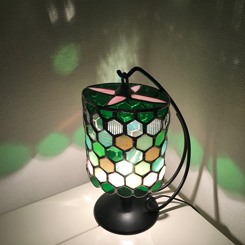 テーブルランプ ジュエルナイト グリーン&ピンク ガラス Bay View - 燈具/燈飾 - 玻璃 綠色