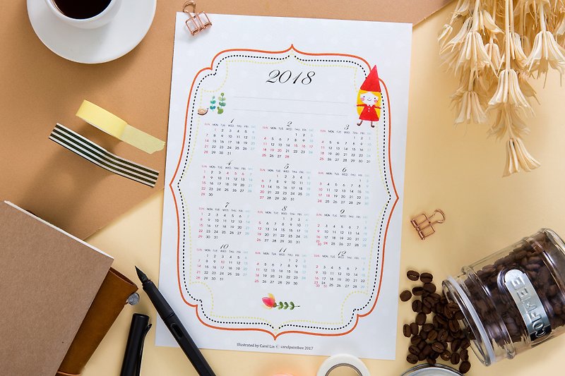 2018 single calendar small poster - Calendars - Paper 