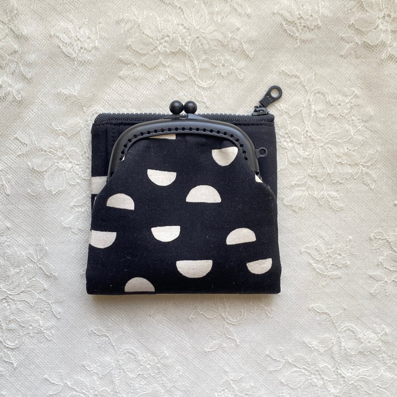 半月暮光多功能口金拉鍊夾包 - 錢包/皮夾/長短夾 - 棉．麻 