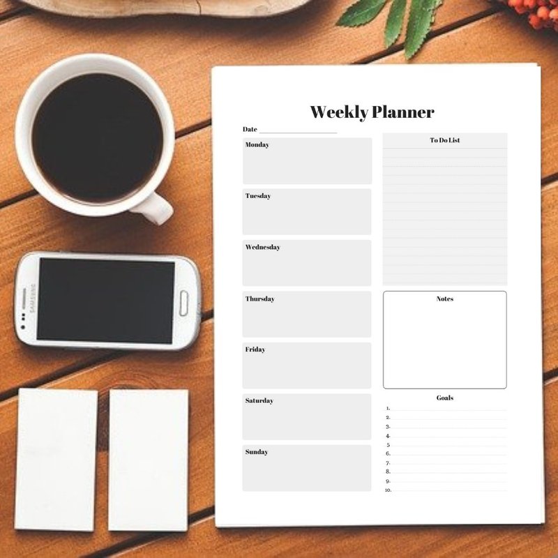 Weekly Planner Digital To-do-list Downloadable File PDF Print 8.5x11 inch - 其他數位商品 - 其他材質 