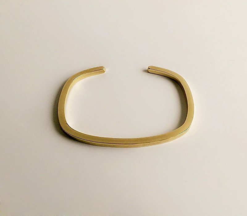 【原色]手作り真鍮矩形ブレスレット - ブレスレット - 金属 ゴールド