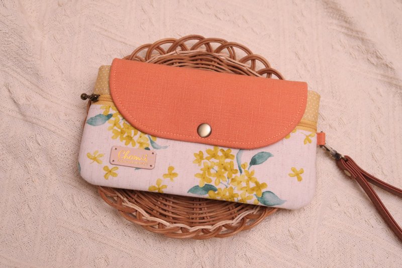 Hand-carrying mobile phone bag clutch bag | Jinmuxi | - Clutch Bags - Cotton & Hemp Orange