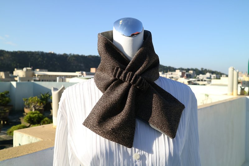 Adjustable short scarf .scarf warm bib double-sided color adults. Children are applicable*SK* - ผ้าพันคอถัก - ขนแกะ สีนำ้ตาล