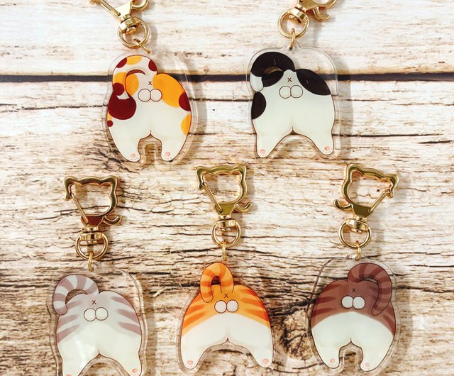 猫のおしり両面透明アクリルキーホルダー - ショップ