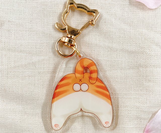 猫のおしり両面透明アクリルキーホルダー - ショップ