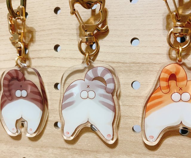 猫のおしり両面透明アクリルキーホルダー - ショップ