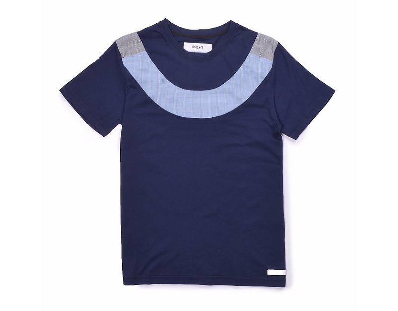oqliq - Urban Knight - 雪柄T-shirt (深藍) - T 恤 - 棉．麻 藍色
