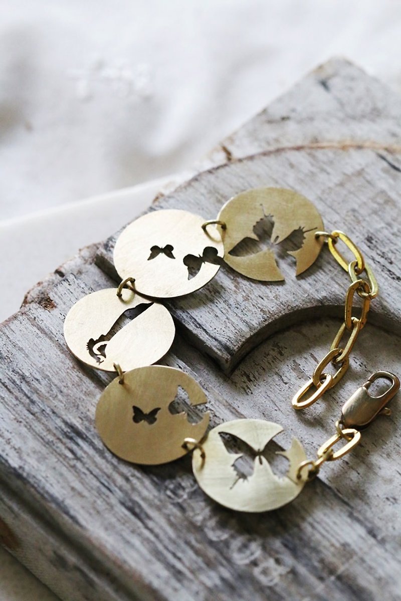 Butterfly and Bird Bracelet by linen. - Bracelets - Other Metals 