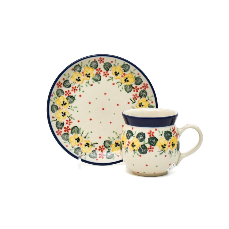 Polish handmade pottery afternoon tea set of 2 - จานและถาด - ดินเผา 