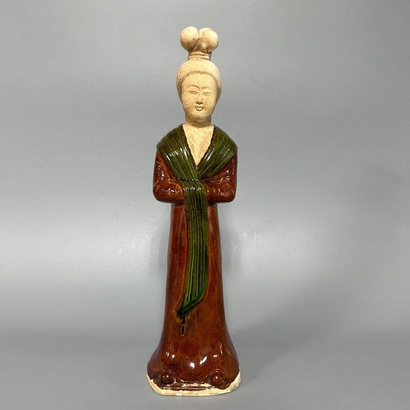 唐三彩女立俑 - 擺飾/家飾品 - 陶 卡其色