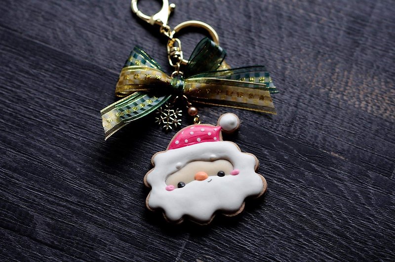 歡樂聖誕節:聖誕老人仿糖霜餅乾-包包掛飾款/聖誕禮物 - 鑰匙圈/鑰匙包 - 黏土 紅色