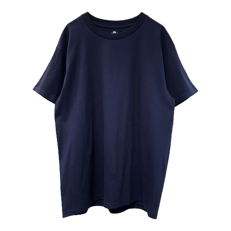 圓筒中厚磅全素面 T-shirt　藏青 - 男 T 恤 - 棉．麻 藍色
