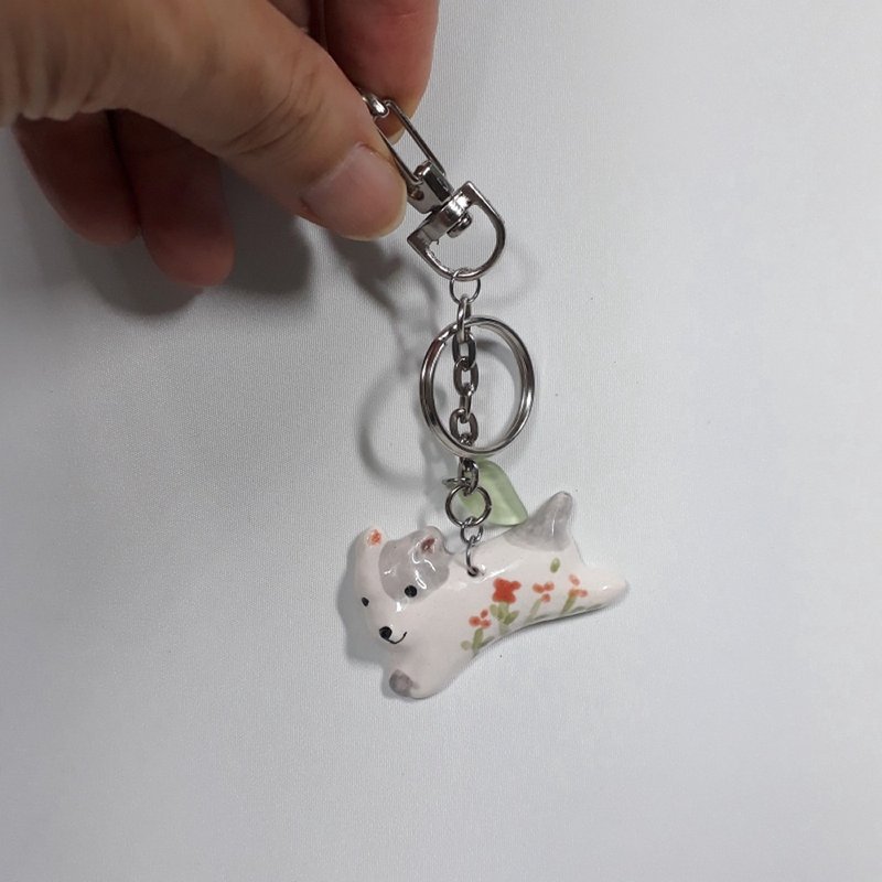 puppy key ring cute bag charms key chains - Keychains - Porcelain White