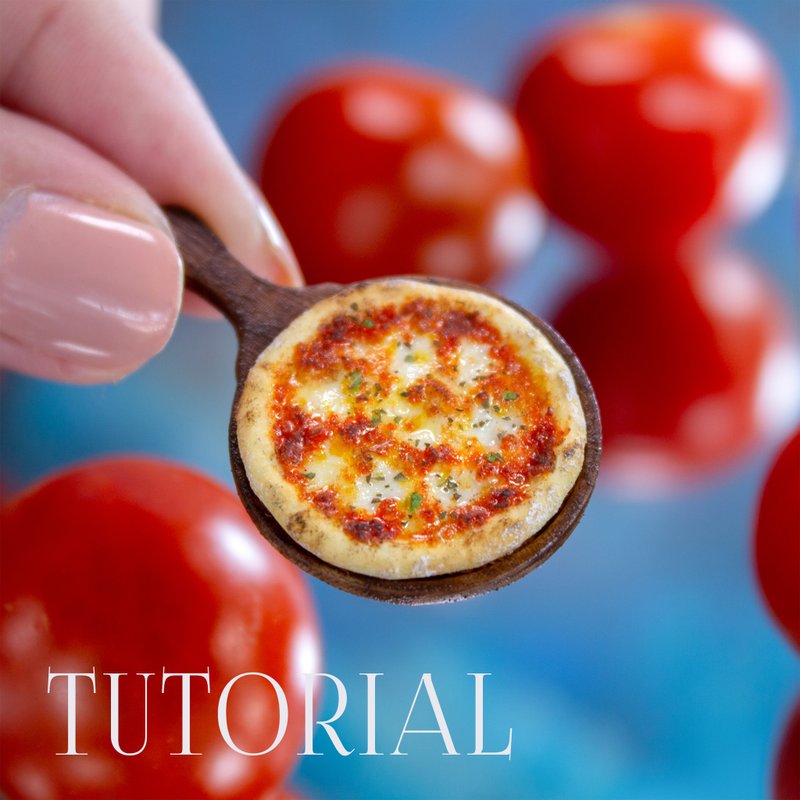 TUTORIAL Miniature polymer clay pizza | Digital product | PDF + video - 線上教學/教學影片 - 其他材質 